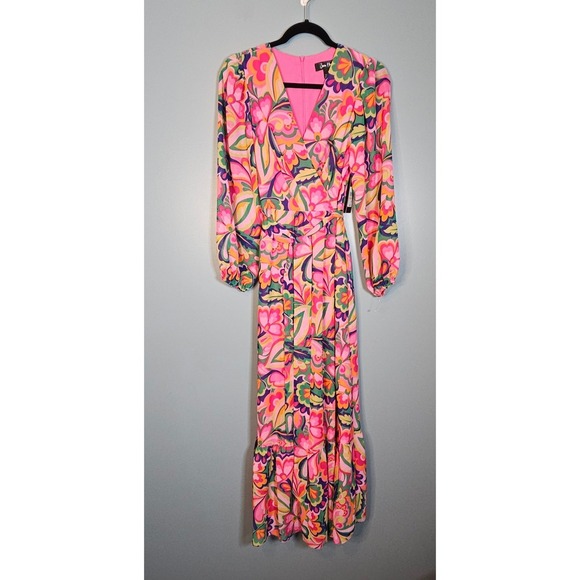 Jessica Howard Dresses & Skirts - NWT Jessica Howard Womens Maxi Dress Floral Print Pink Long Sleeve Belted Size 2